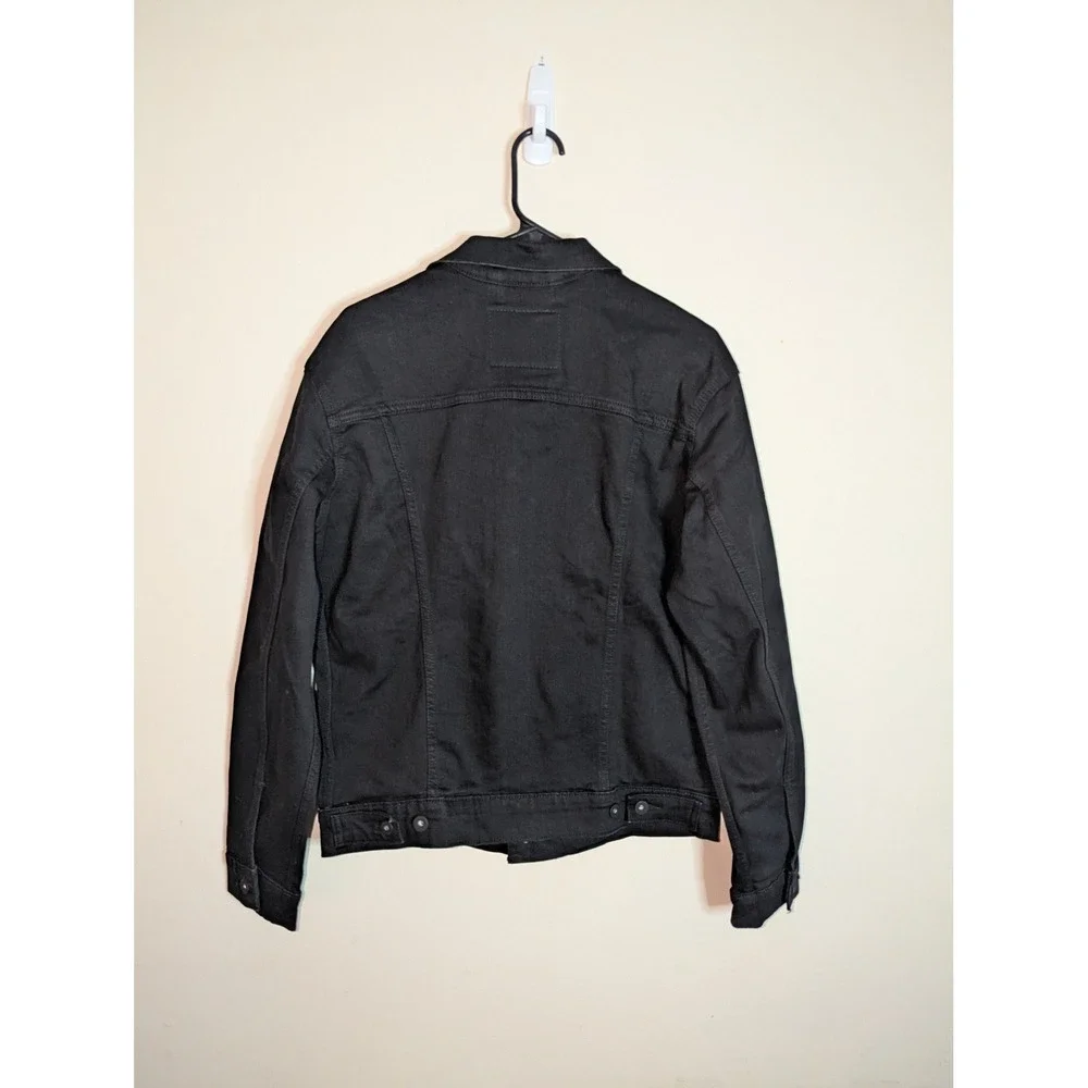 Levis Premium Trucker Jacket Mens Medium Black Denim Stretch Coat 723340403 NEW - Picture 11 of 12